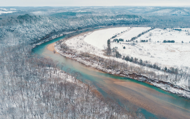 Winter Aerial Photo of the Buffalo River